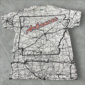 VTG Arkansas, USA All Over Print 90's Destination Map Single Stitch Shirt - XL